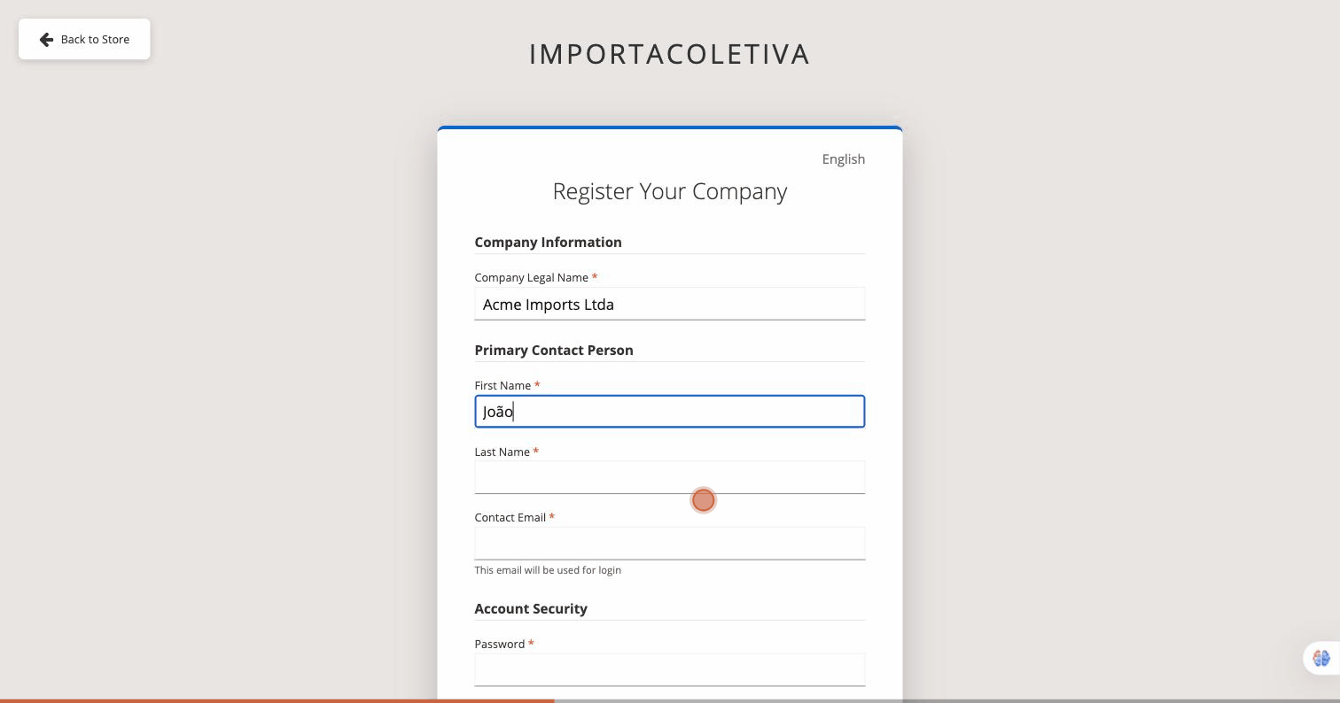 Formulário de cadastro — seção Responsável Principal